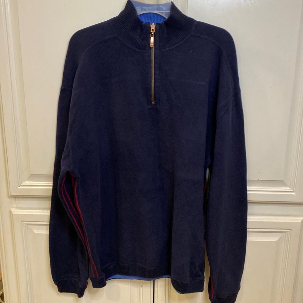 Tommy Bahama Blue with Red Stitching 1/4 Zip - Mens Medium